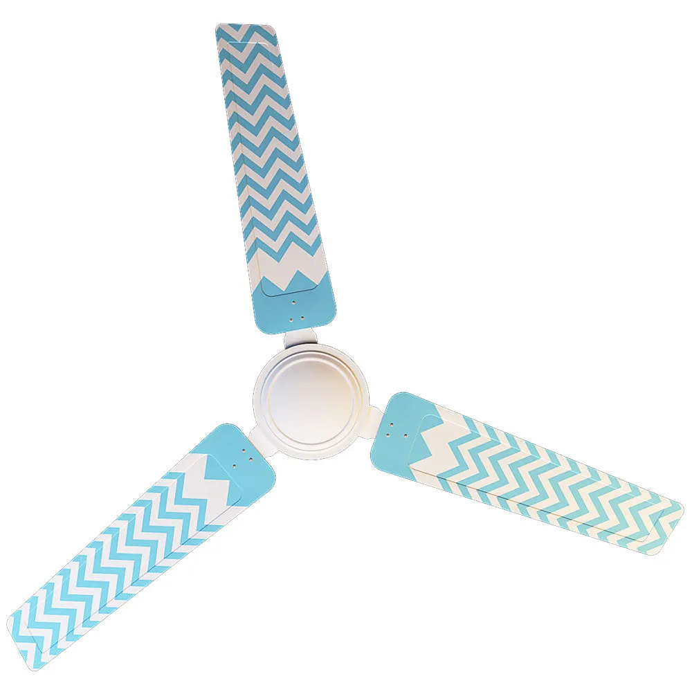 Elitefusion Sky Blue Chevron Printed Ceiling Fan