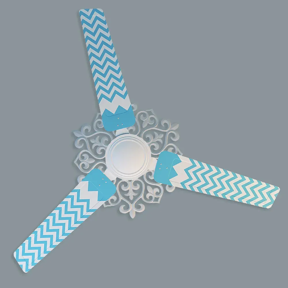 Elitefusion Sky Blue Chevron Printed Ceiling Fan