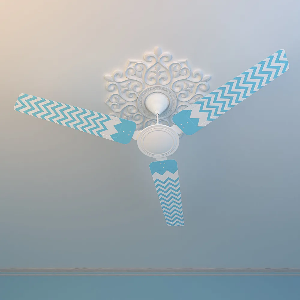 Elitefusion Sky Blue Chevron Printed Ceiling Fan