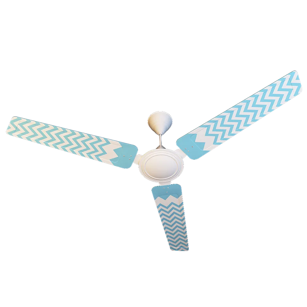 Elitefusion Sky Blue Chevron Printed Ceiling Fan