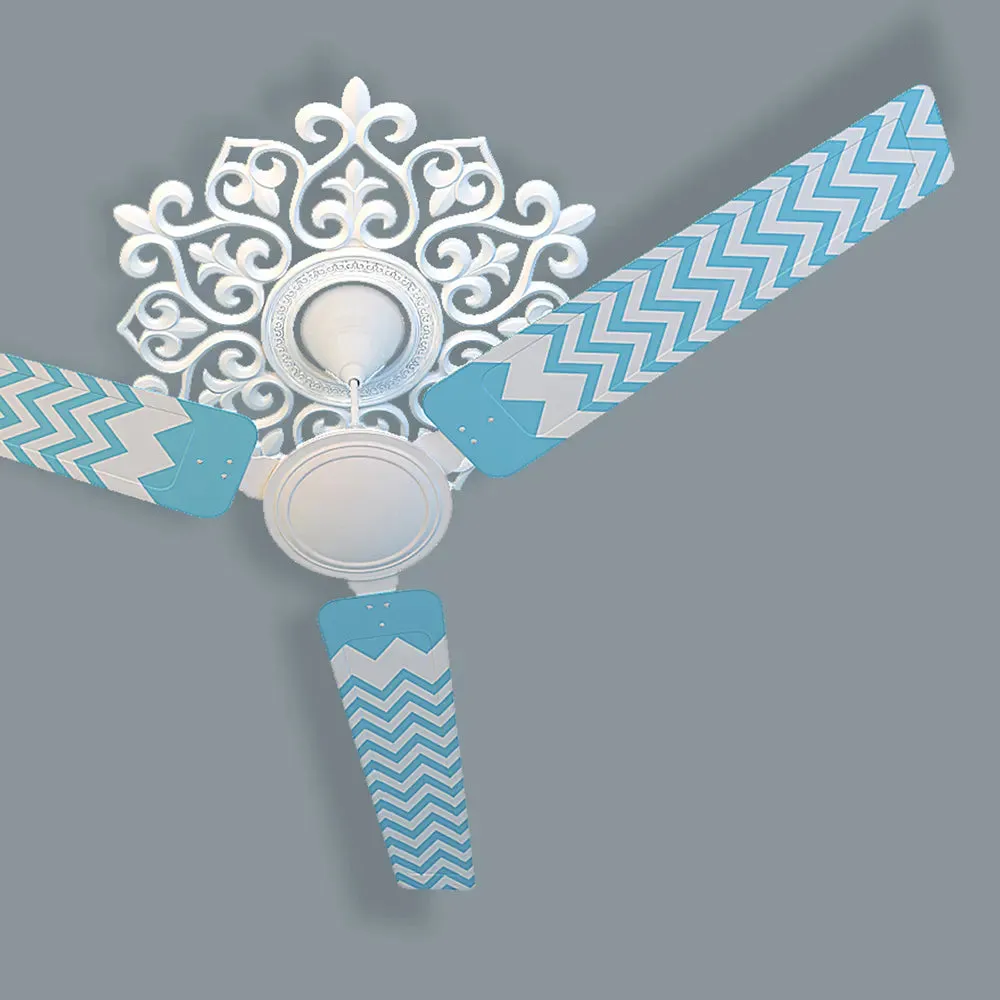 Elitefusion Sky Blue Chevron Printed Ceiling Fan