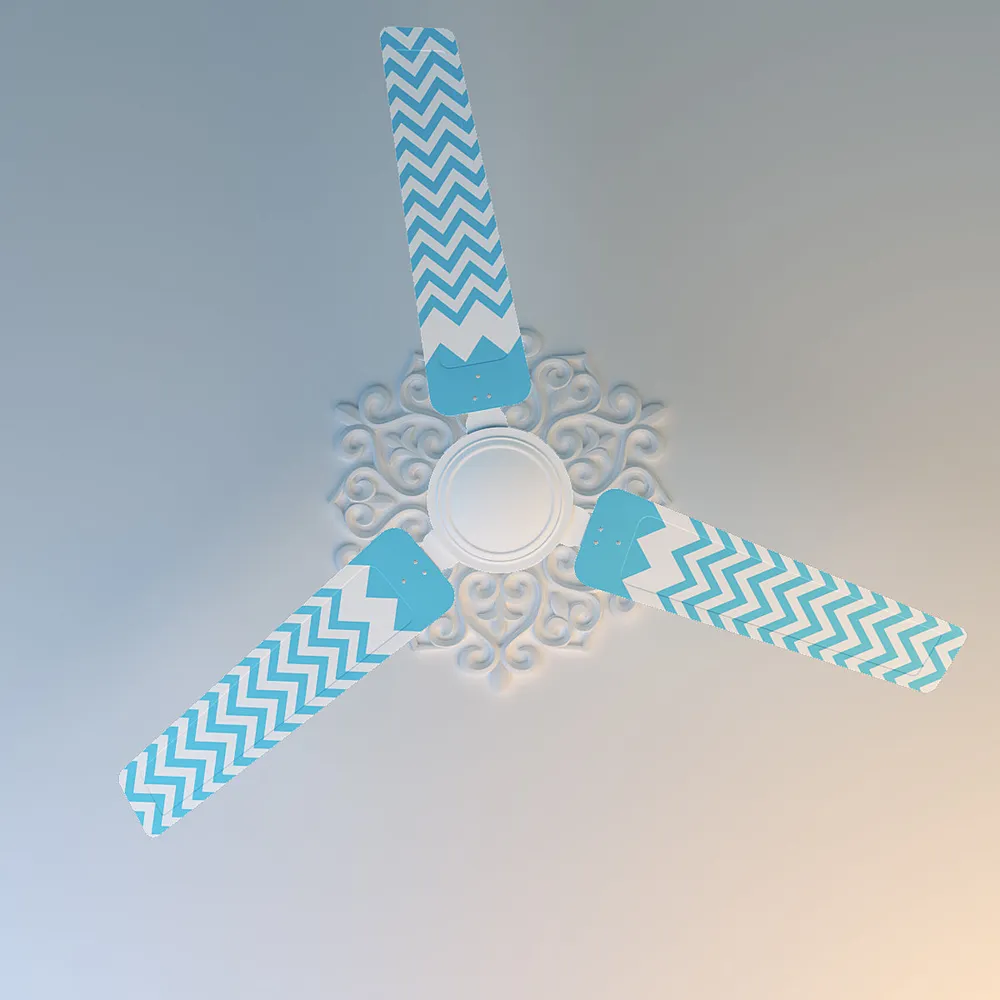 Elitefusion Sky Blue Chevron Printed Ceiling Fan