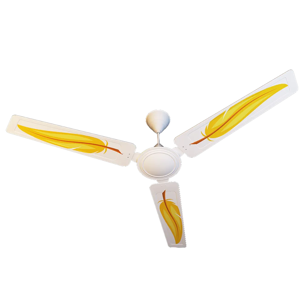 Elitefusion Yellow Feather Printed Ceiling Fan