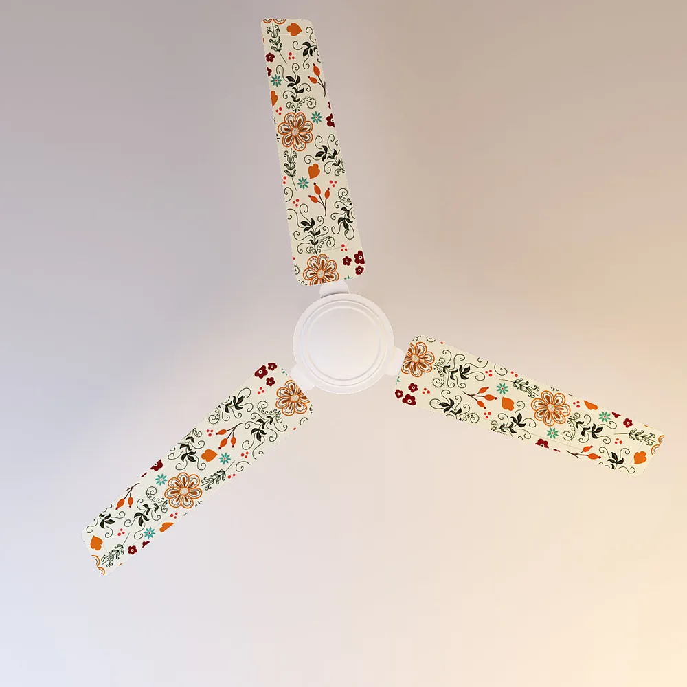 Elitefusion Yellow Floral Doodle Printed Ceiling Fan