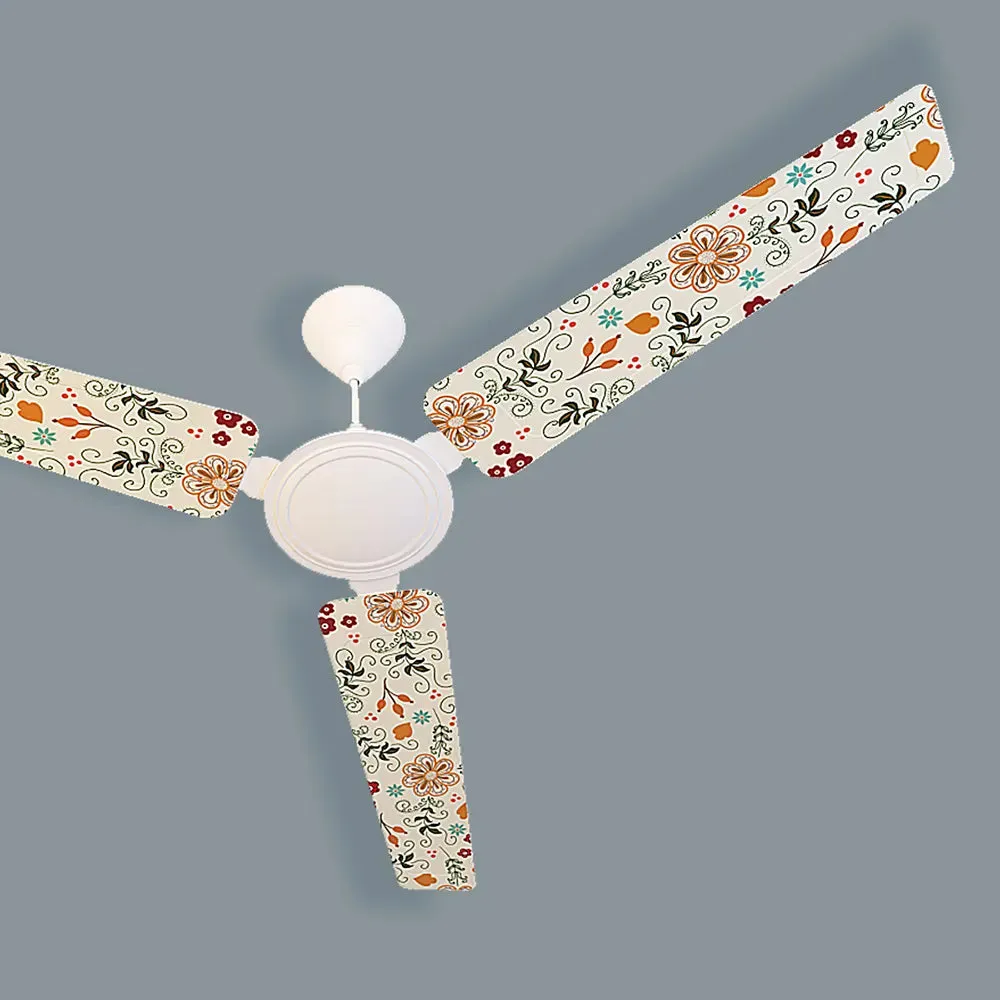 Elitefusion Yellow Floral Doodle Printed Ceiling Fan