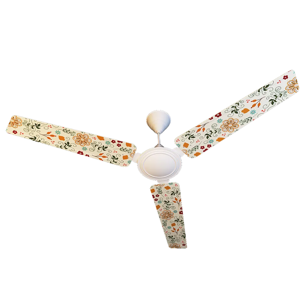 Elitefusion Yellow Floral Doodle Printed Ceiling Fan