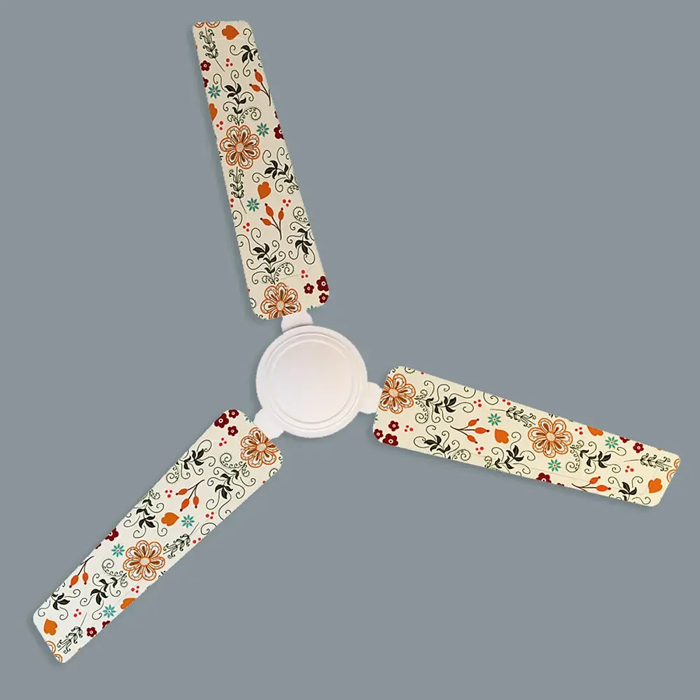Elitefusion Yellow Floral Doodle Printed Ceiling Fan