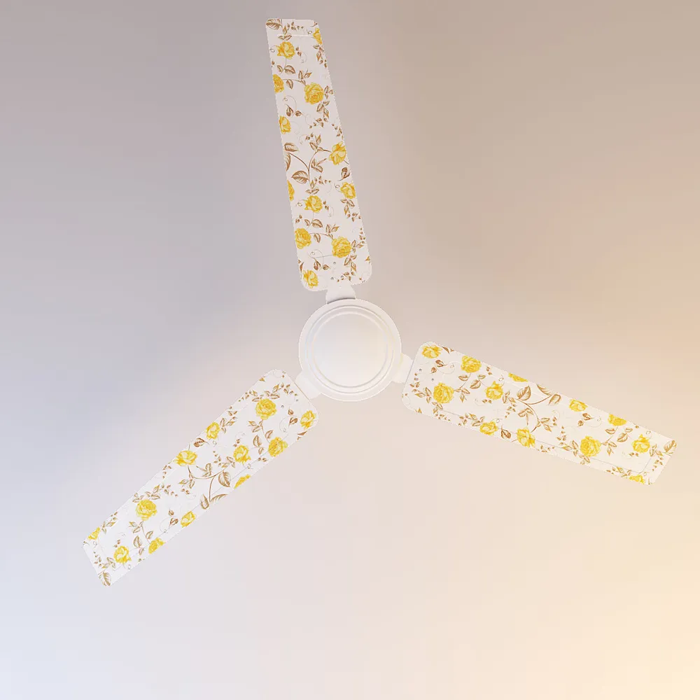 Elitefusion Yellow Pastel Roses Printed Ceiling Fan