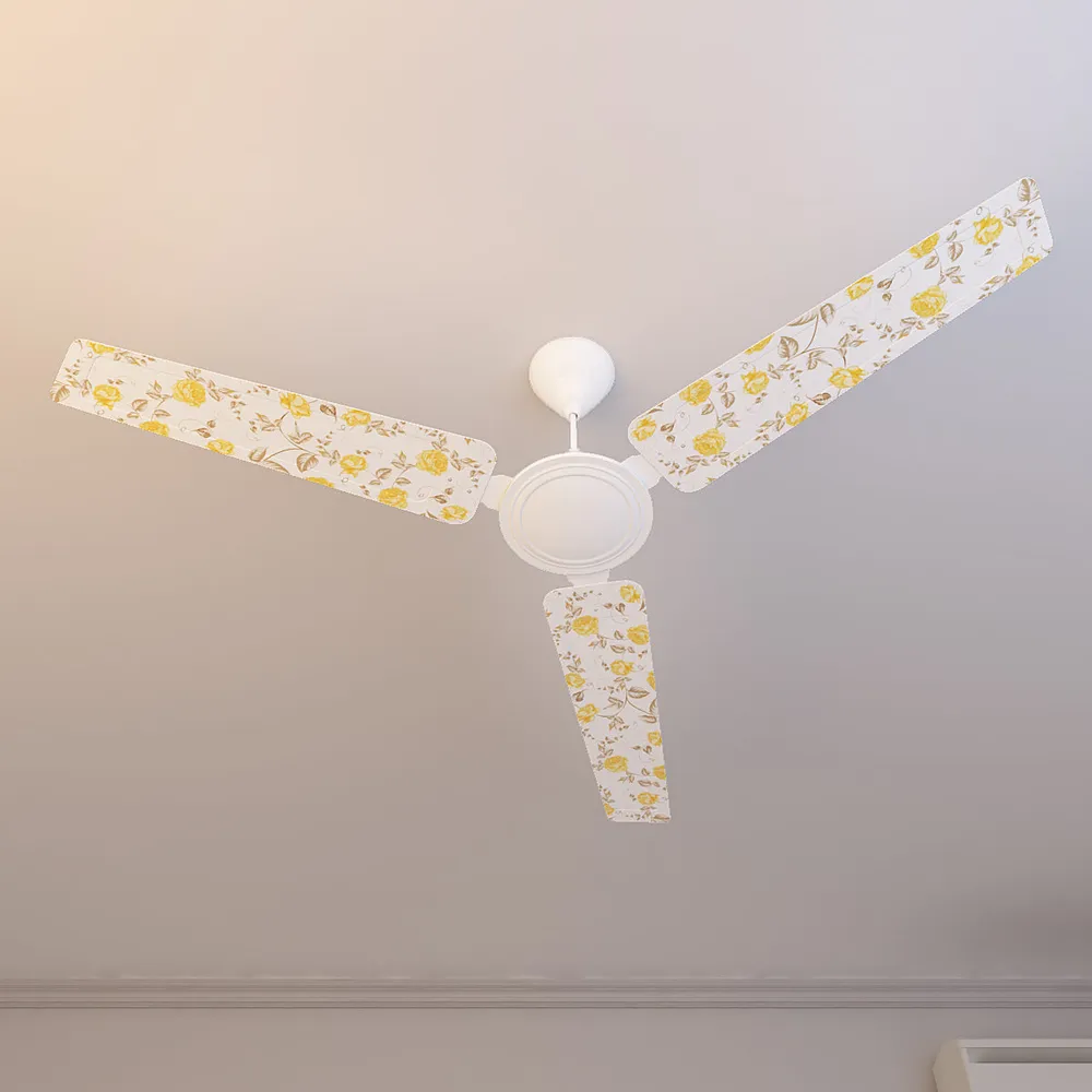 Elitefusion Yellow Pastel Roses Printed Ceiling Fan