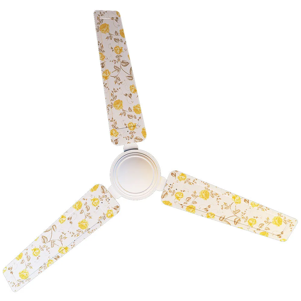 Elitefusion Yellow Pastel Roses Printed Ceiling Fan