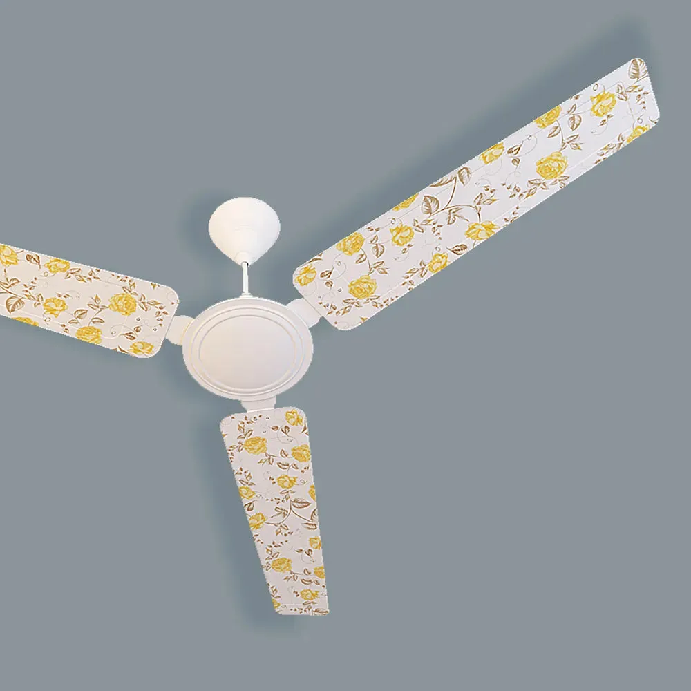 Elitefusion Yellow Pastel Roses Printed Ceiling Fan