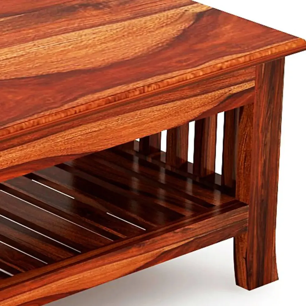 Elongated Custom Built Sheesham Wood Center Table
