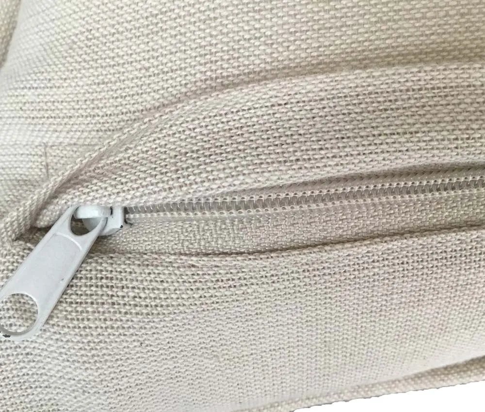 Embroided Beige Cotton Decorative Cushion Cover