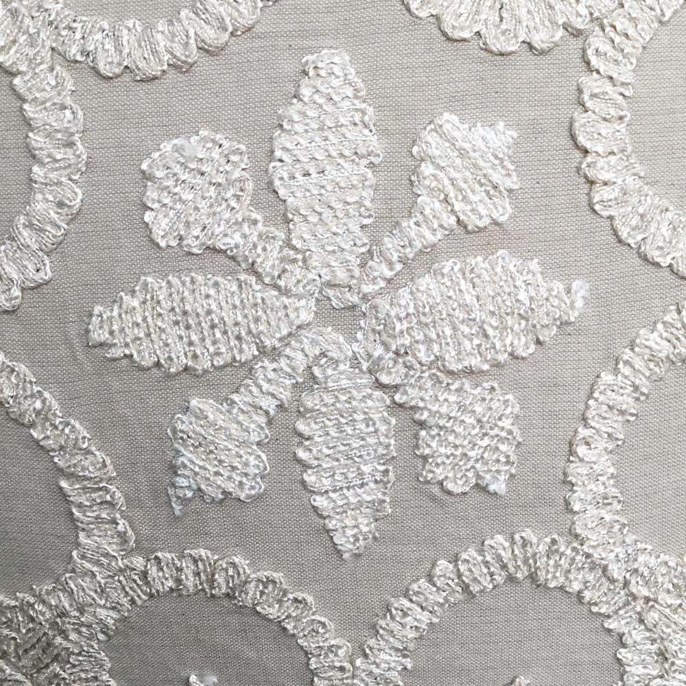 Embroided Beige Cotton Decorative Cushion Cover