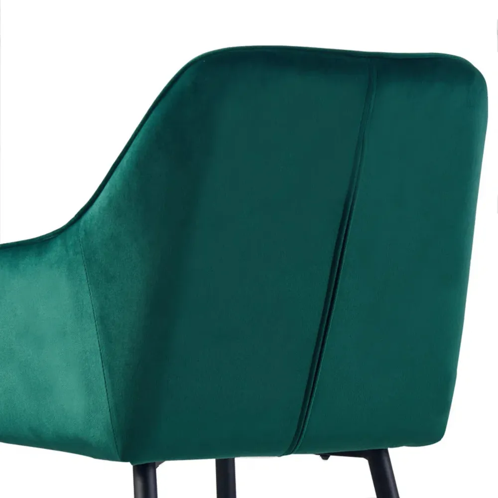 Emerald Diamond Cut Velvet Accent Chair With Black Legs Single Piece