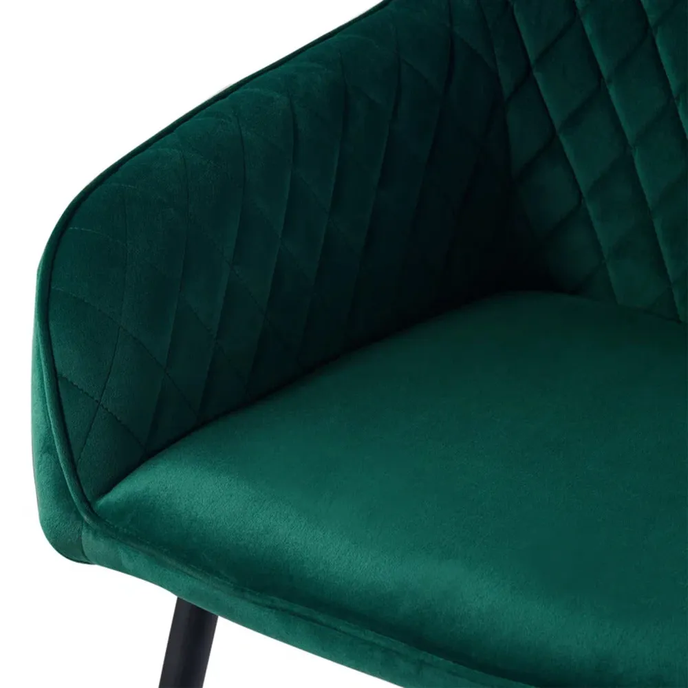 Emerald Diamond Cut Velvet Accent Chair With Black Legs Single Piece