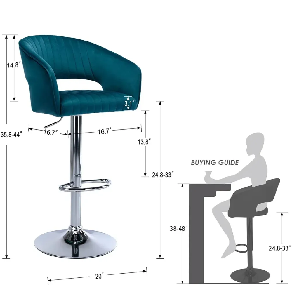 Emerald Plush Feel Velvet Adjustable Bar Stool Single Stool