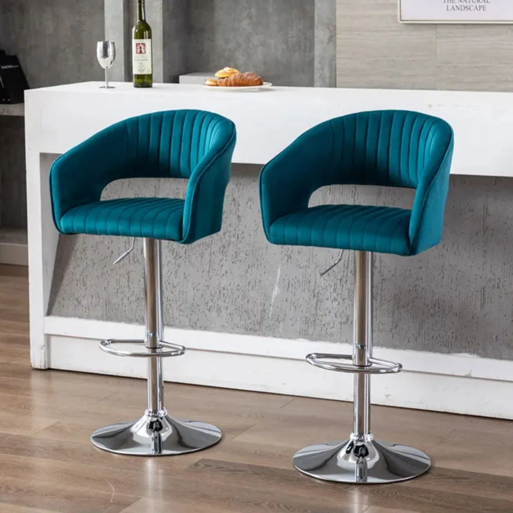 Emerald Plush Feel Velvet Adjustable Bar Stool Single Stool