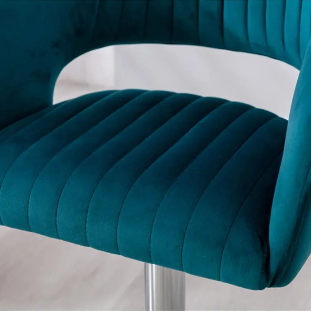 Emerald Plush Feel Velvet Adjustable Bar Stool Single Stool