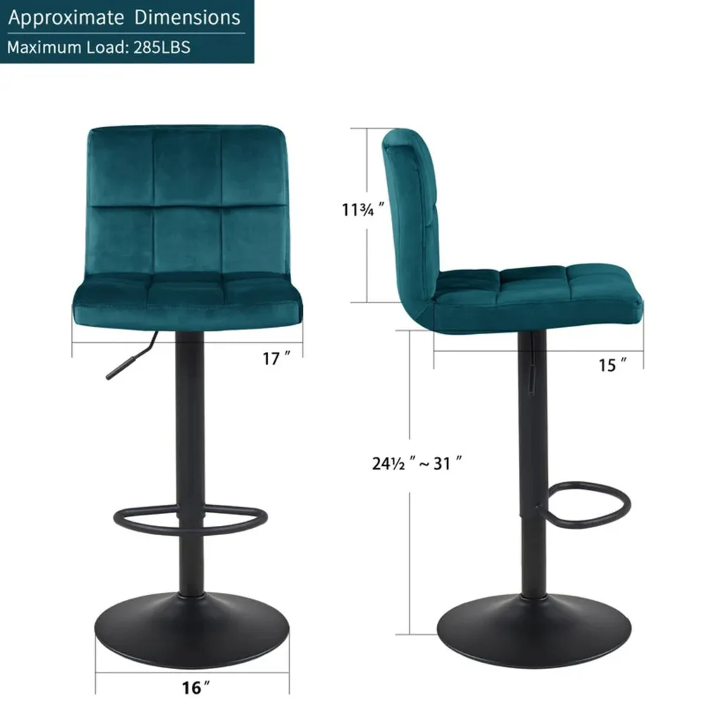 Emerald Plush Feel Velvet Counter Bar Chair / Long Chair Single Chair