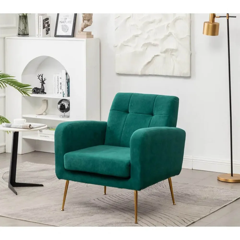 Emerald Tufted Luxe Velvet Lounge Chair