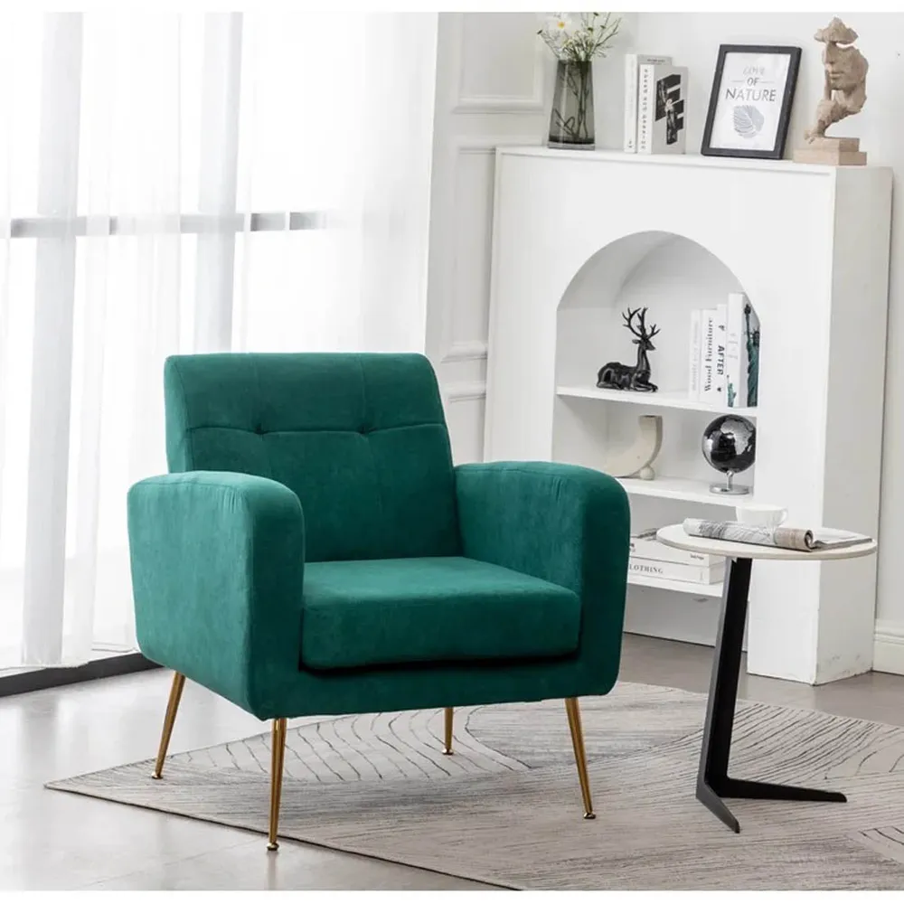 Emerald Tufted Luxe Velvet Lounge Chair