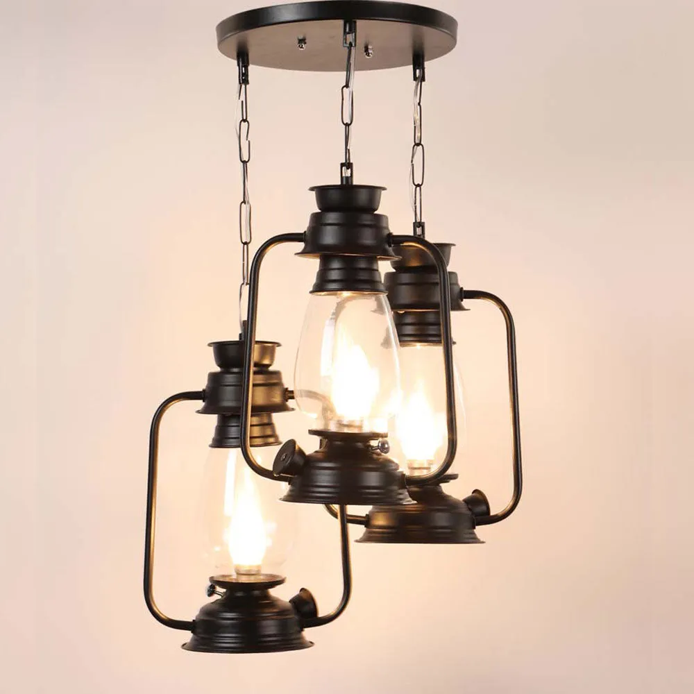 Enchanting Mosaic Floral Glass Hurricane Cluster Ceiling Light Single Piece