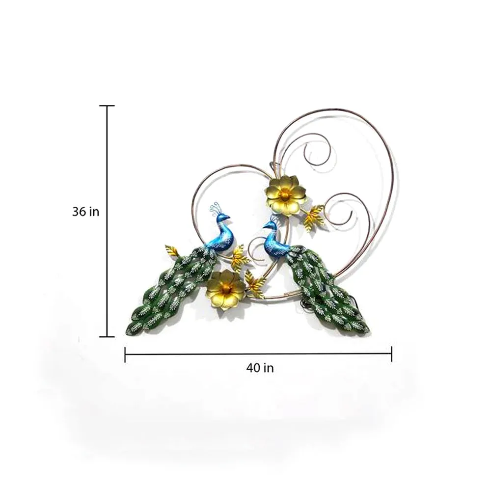 Enchanting Pair Of Peacock Metal Wall Art With LED Lights