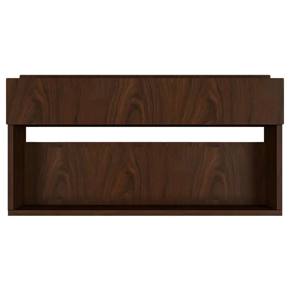 " Engineered Wood Backlit Bar Wall Shelf / Mini Bar Cabinet in Walnut Finish"