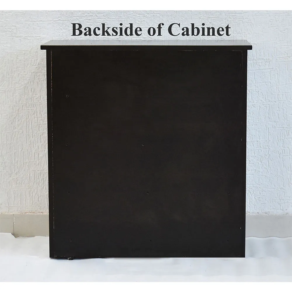 Engineered Wood Black Double Door Multipurpose Cabinet/Shoe Cabinet