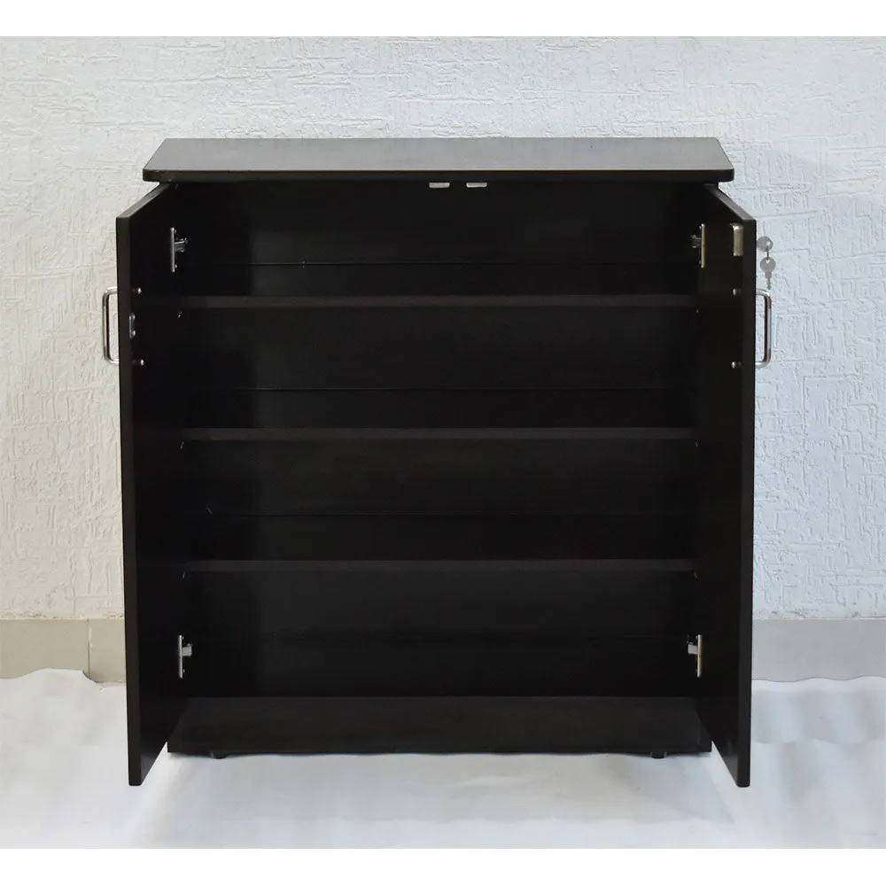Engineered Wood Black Double Door Multipurpose Cabinet/Shoe Cabinet