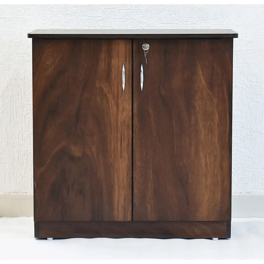 Engineered Wood Walnut Brown Double Door Multipurpose Cabinet/Shoe Cabinet