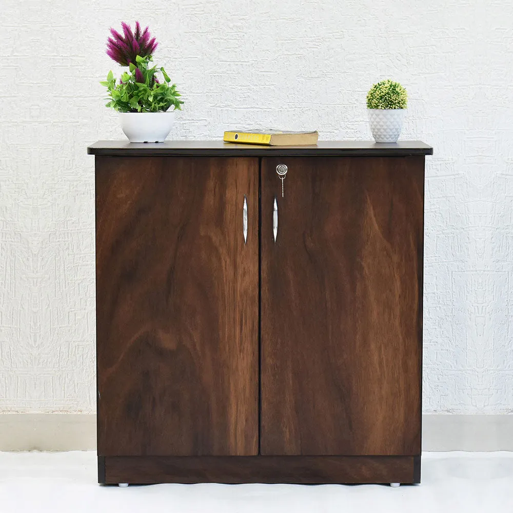 Engineered Wood Walnut Brown Double Door Multipurpose Cabinet/Shoe Cabinet