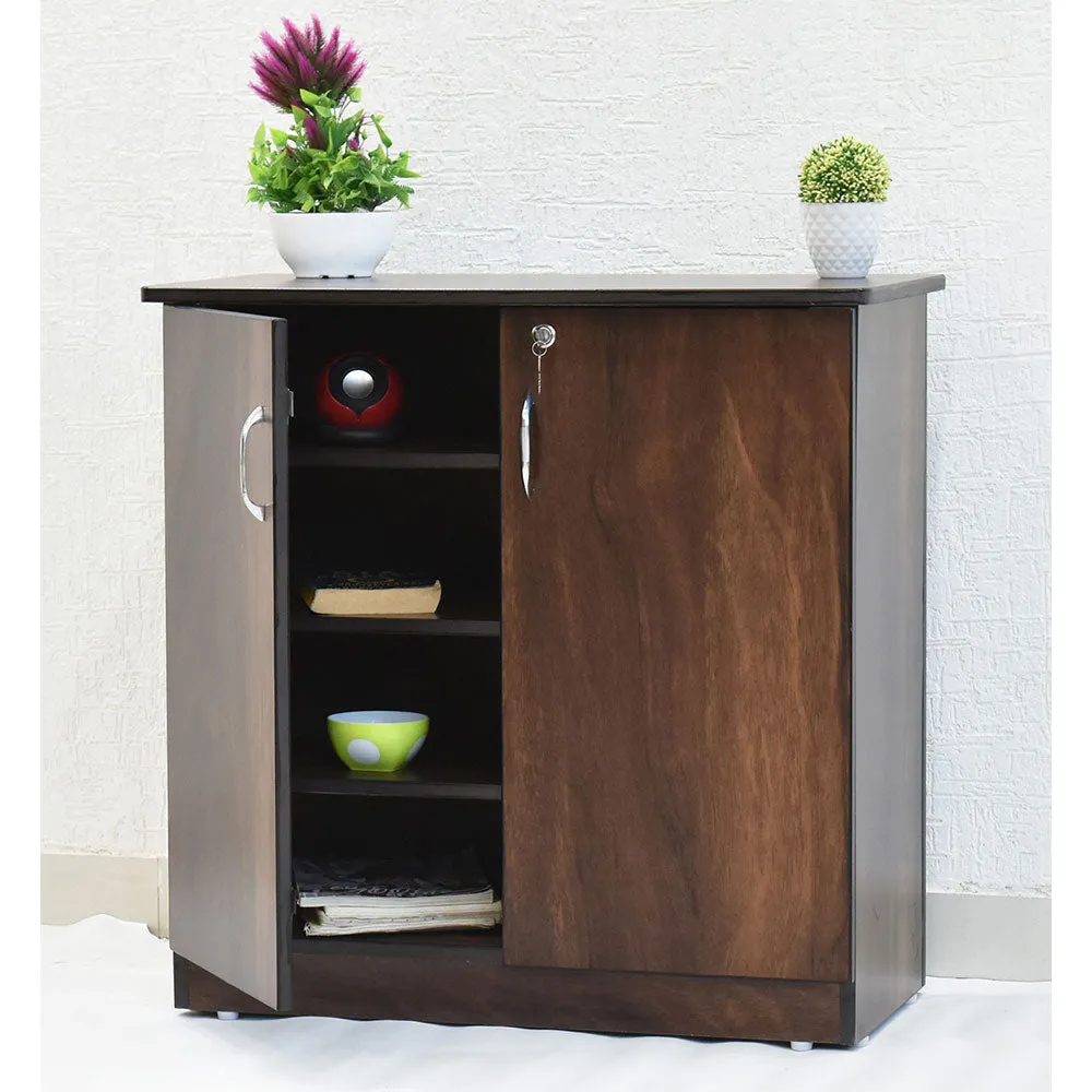Engineered Wood Walnut Brown Double Door Multipurpose Cabinet/Shoe Cabinet