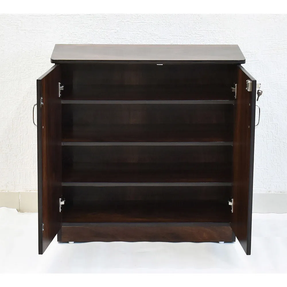 Engineered Wood Walnut Brown Double Door Multipurpose Cabinet/Shoe Cabinet