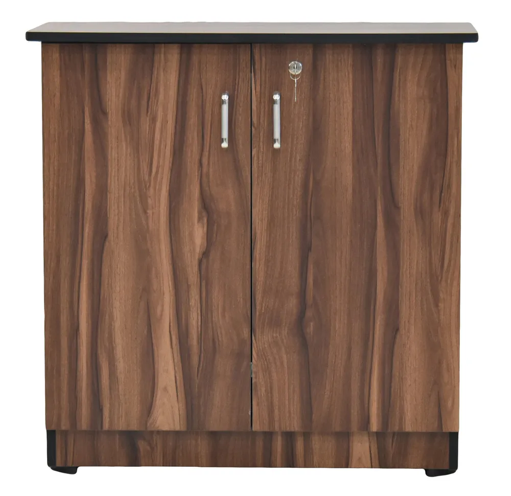 Engineered Wood Walnut Brown Two Compartment Multipurpose Cabinet/Shoe Cabinet