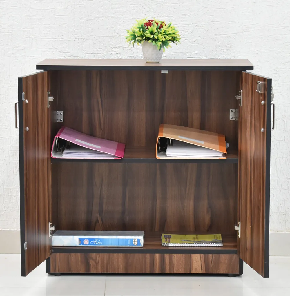 Engineered Wood Walnut Brown Two Compartment Multipurpose Cabinet/Shoe Cabinet