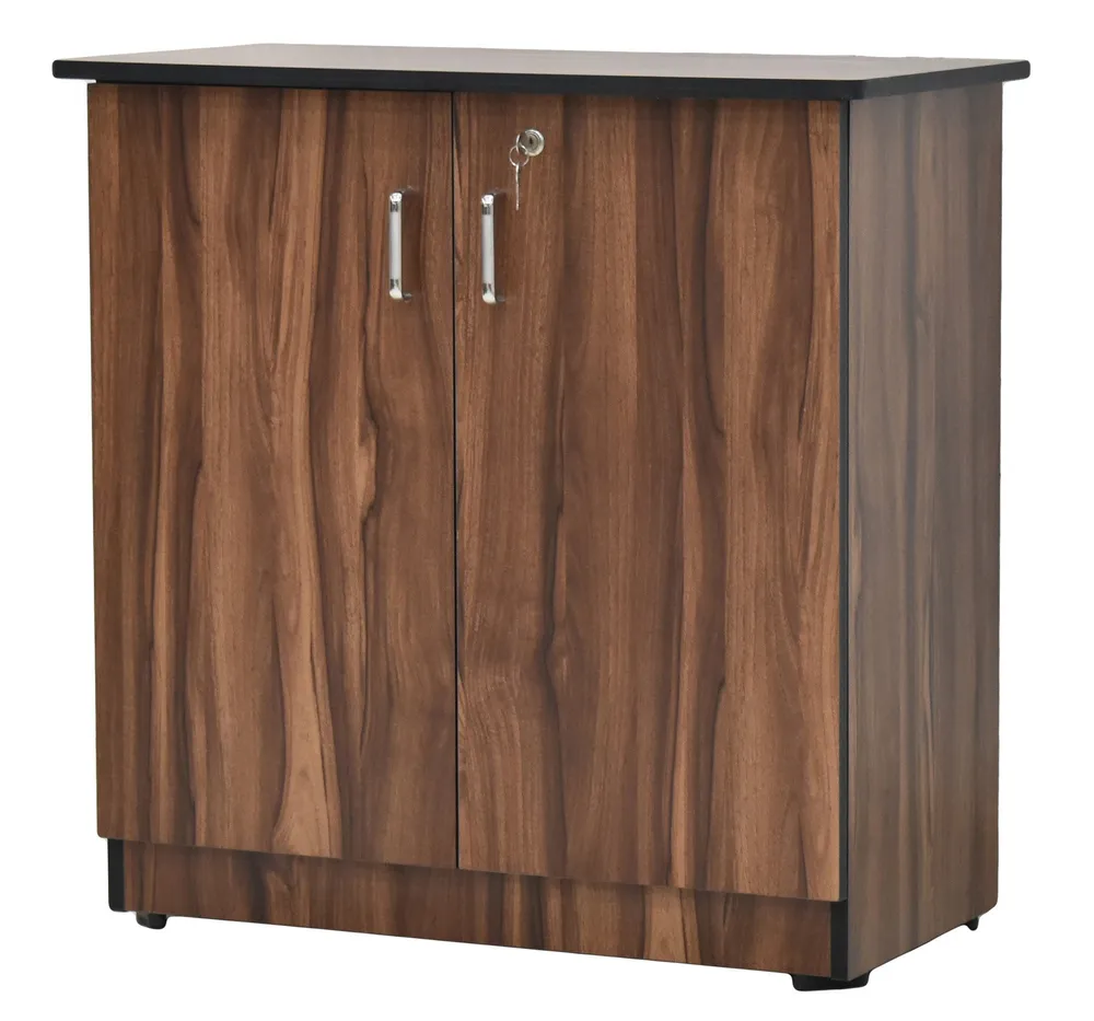 Engineered Wood Walnut Brown Two Compartment Multipurpose Cabinet/Shoe Cabinet