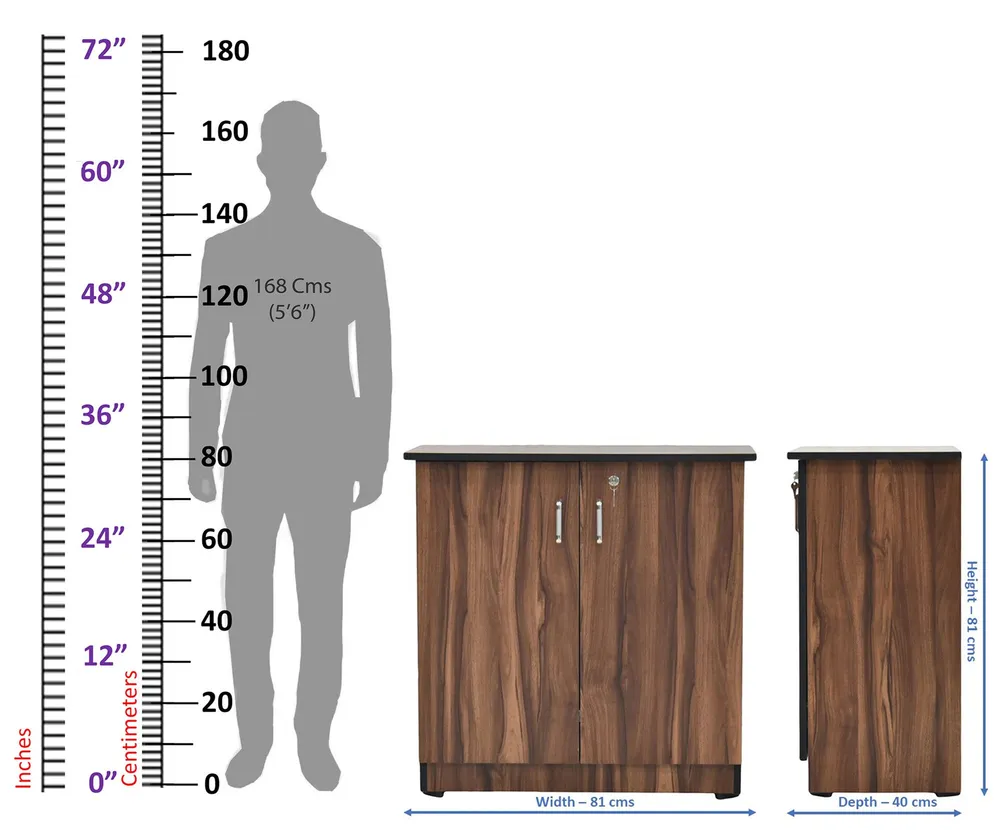 Engineered Wood Walnut Brown Two Compartment Multipurpose Cabinet/Shoe Cabinet