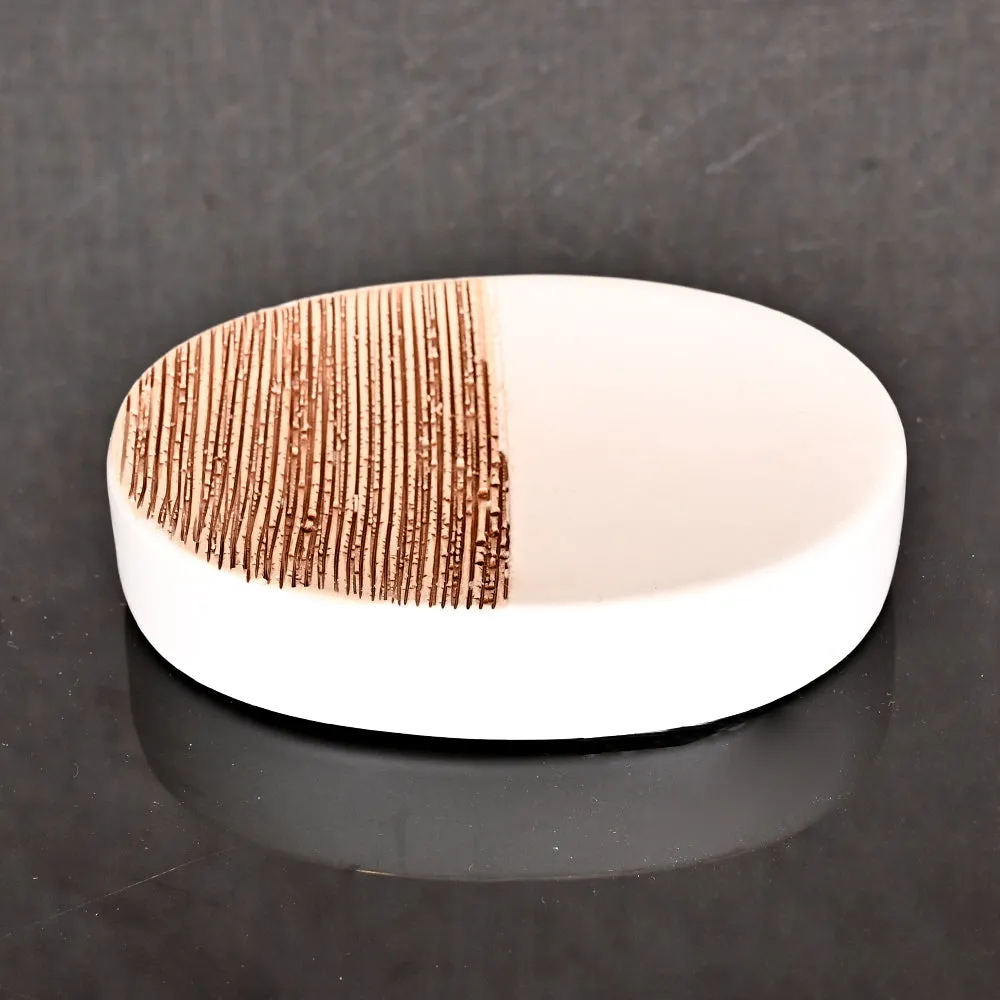 Engraved Designer Brown & White Ceramic Bathroom Set of 4 (Soap Dispenser, Soap Dish, Toothbrush Holder & Tumbler)