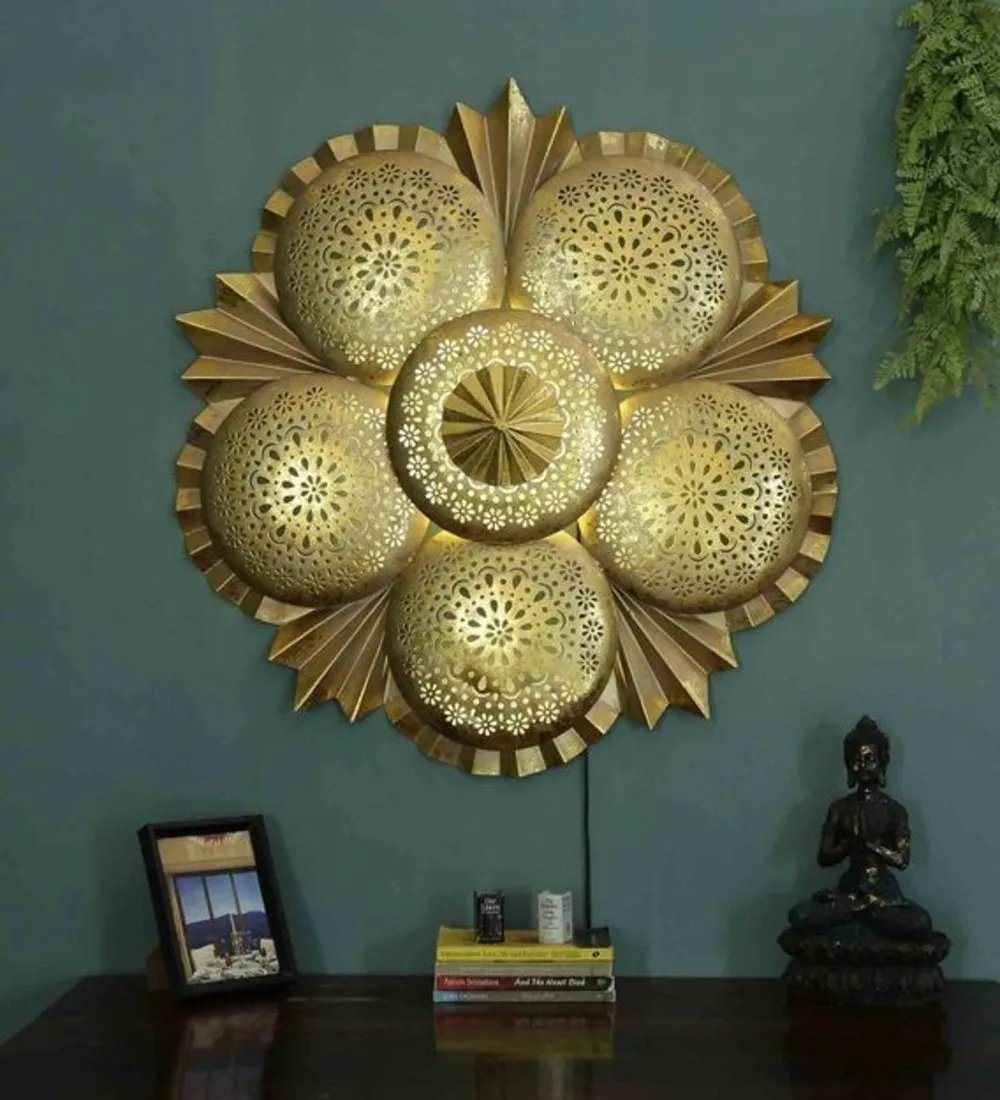 Engraved Floral Metal Wall Art