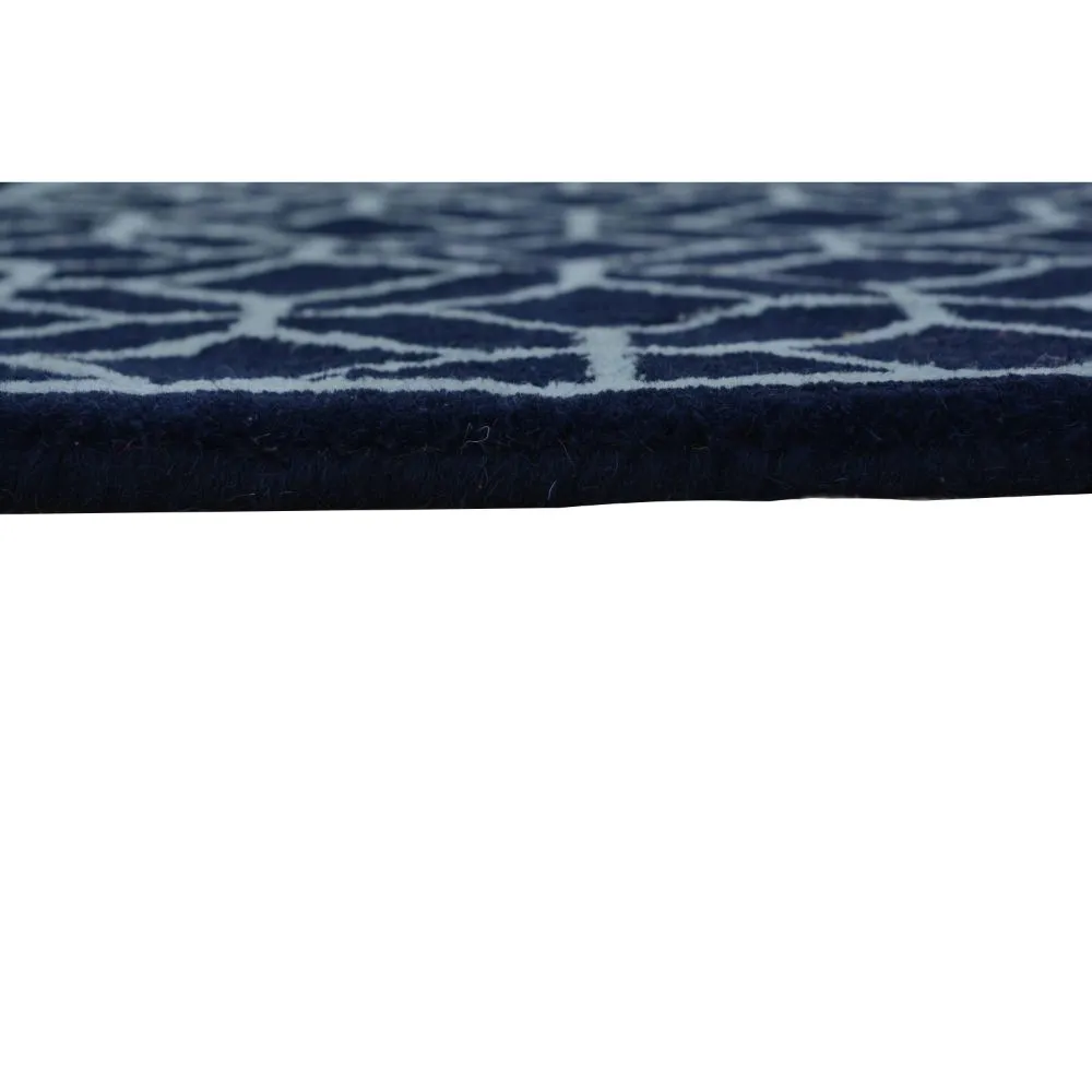 Entwined Circles Designer Blue & Beige Tufted Area Carpet 2X5ft