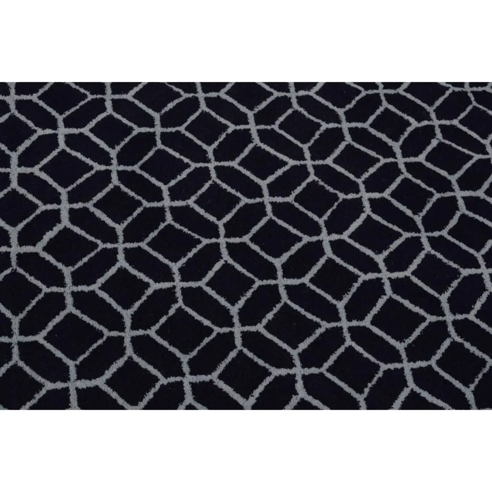 Entwined Circles Designer Blue & Beige Tufted Area Carpet 2X5ft