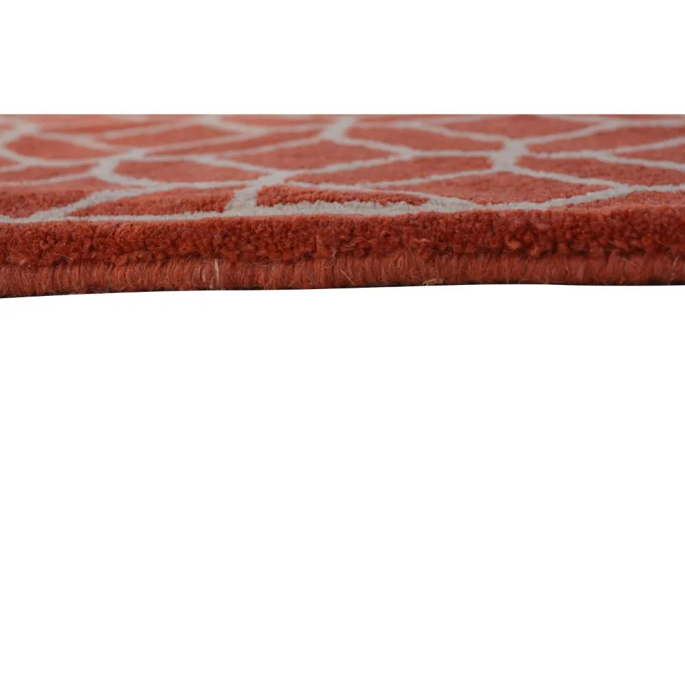 Entwined Circles Designer Orange & Beige Tufted Area Carpet 2X5ft