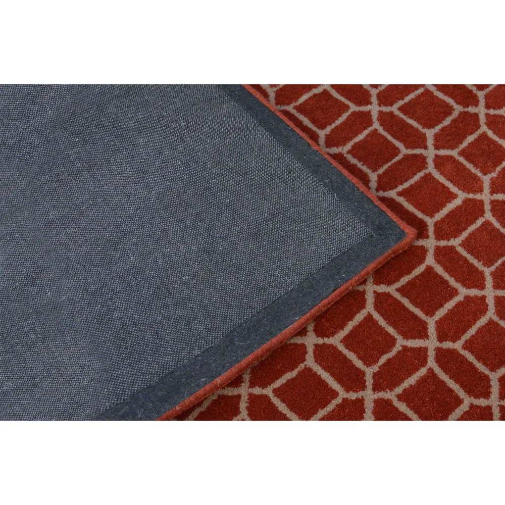 Entwined Circles Designer Orange & Beige Tufted Area Carpet 2X5ft