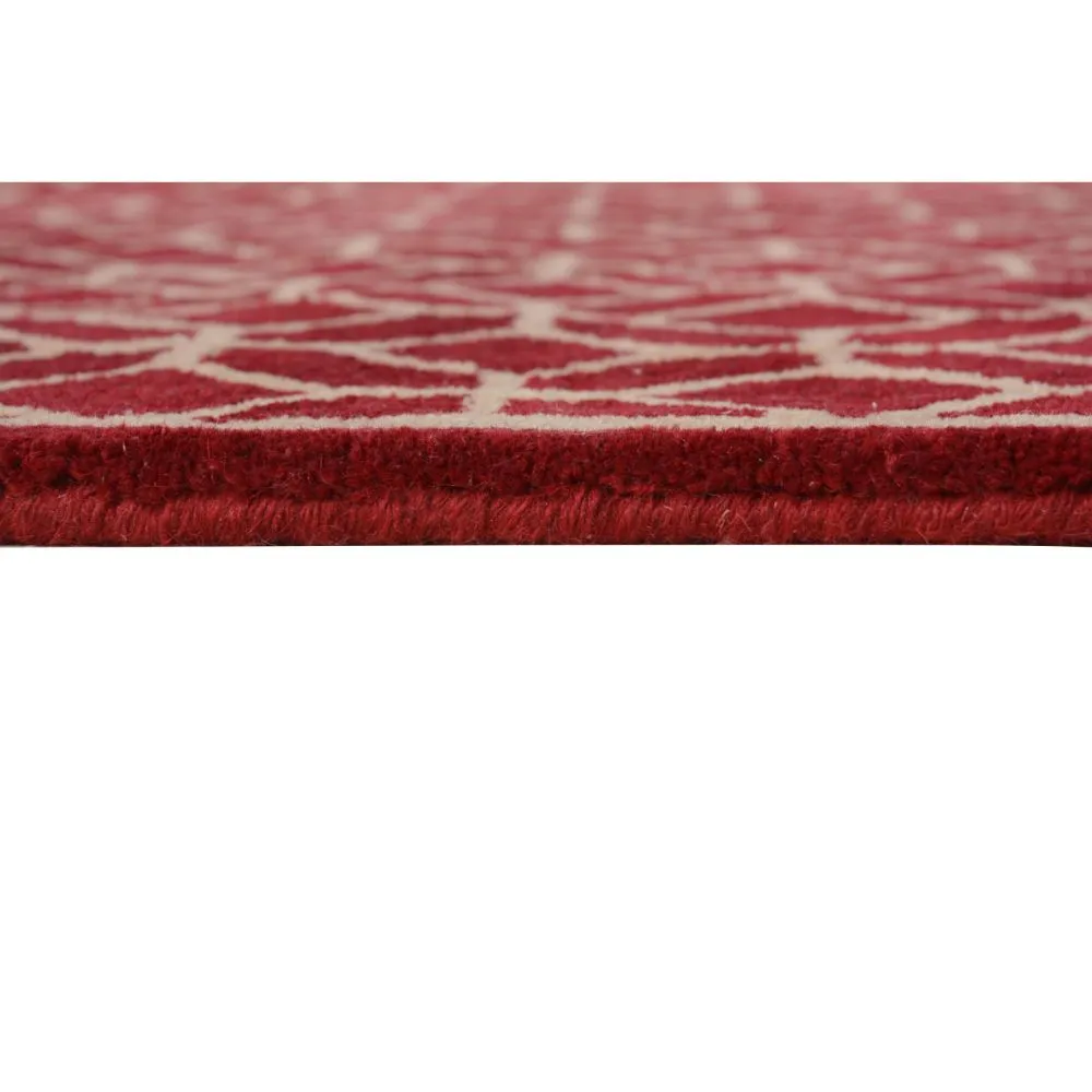 Entwined Circles Designer Red & Beige Tufted Area Carpet 2X5ft
