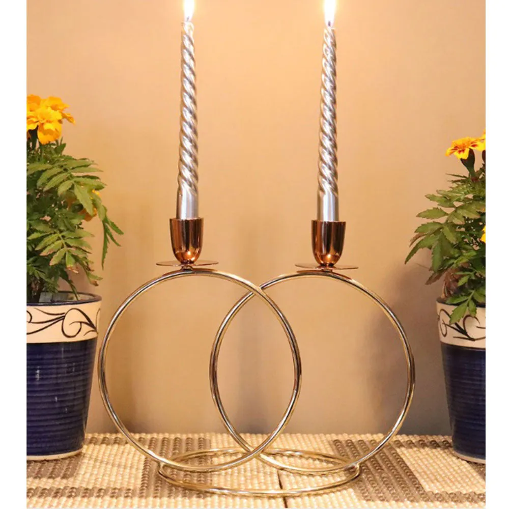 Entwined Golden Ring With Cup Metal Tea light Candle Holder
