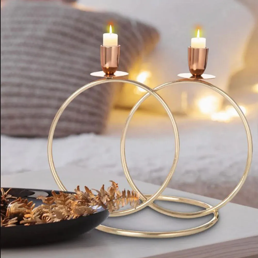 Entwined Golden Ring With Cup Metal Tea light Candle Holder