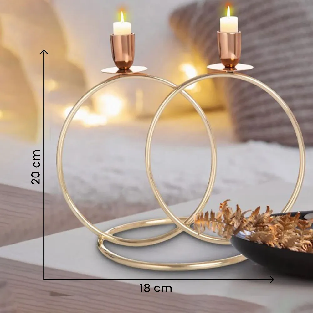 Entwined Golden Ring With Cup Metal Tea light Candle Holder