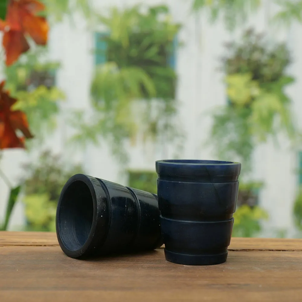 Esctacy Engraved Charcoal Grey Soapstone Shot Glasses Set of 6